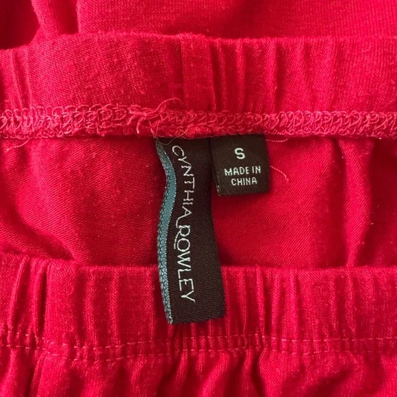 Cynthia Rowley 2pc Long PJ’s in Candy Apple Red w/White Embroidered Piping - SM - Picture 6 of 12